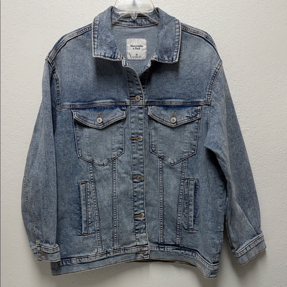 Abercrombie & Fitch Oversized Light Wash Denim Jacket